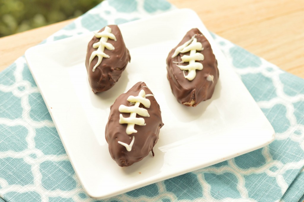 Chocolate Chip Cookie Dough Football Truffles {Macaroni and Cheesecake} 