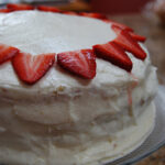Vanilla Almond Cake with Strawberry Filling