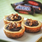 Peanut Butter Snickers Mini Cheesecakes