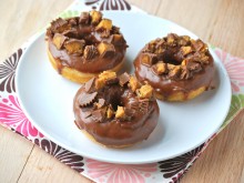Baked Chocolate Glazed Peanut Butter Donuts