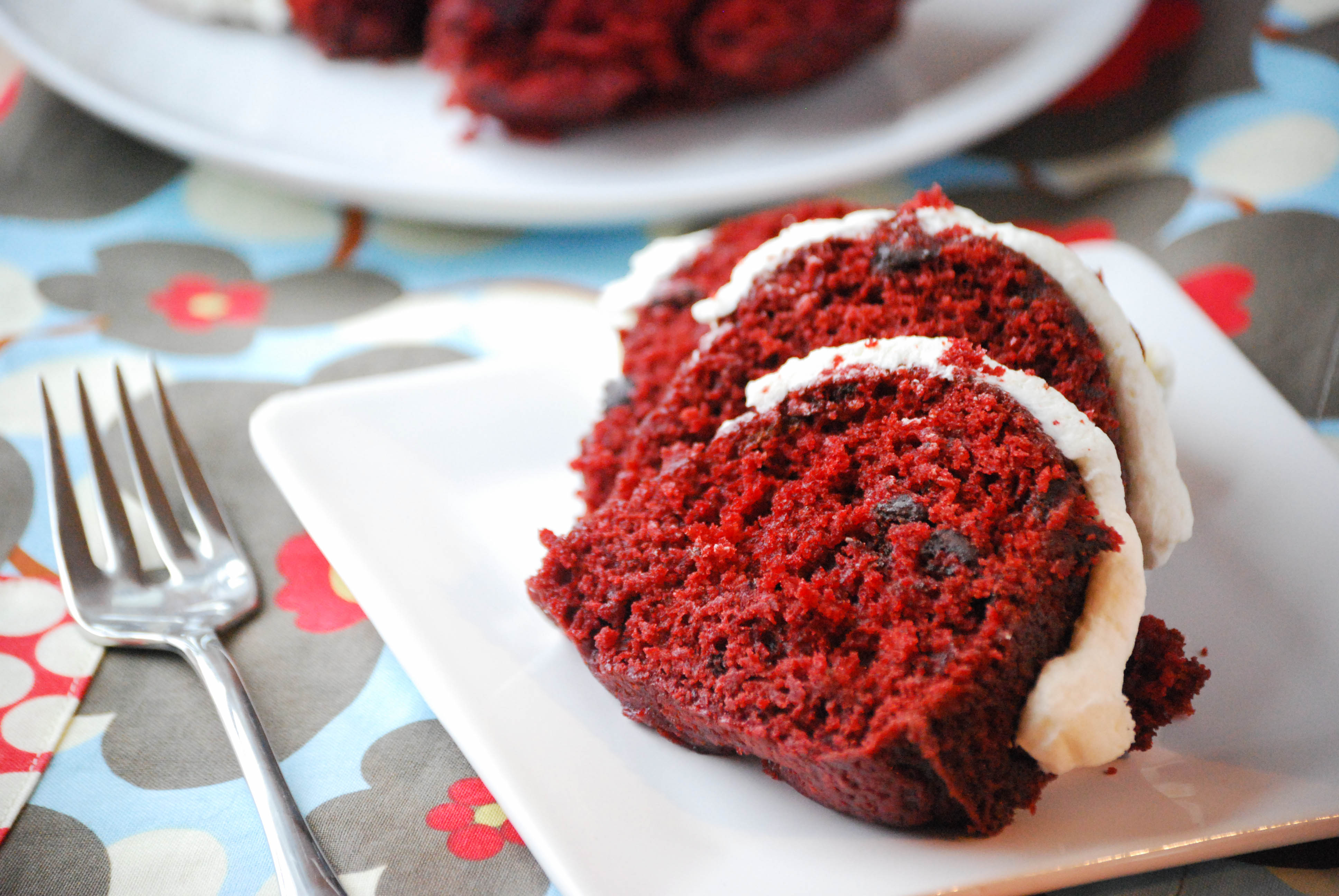 Red Velvet Chocolate Chip Bundt Cake