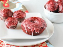 Glazed Baked Red Velvet Donuts