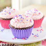 Chocolate Buttermilk Cupcakes with Strawberry Buttercream