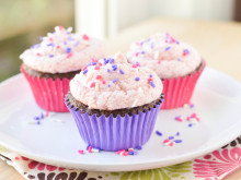 Chocolate Buttermilk Cupcakes with Strawberry Buttercream